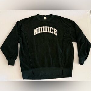 Aerie Green Crewneck Oversized Sweater with White Lettering